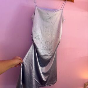H&M Elegant Light Blue Satin Slip Dress